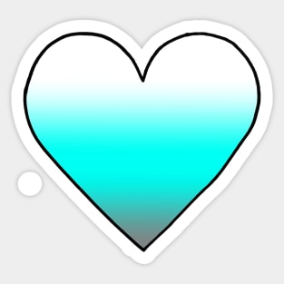 Cute Teal Gradient Heart Sticker Sticker